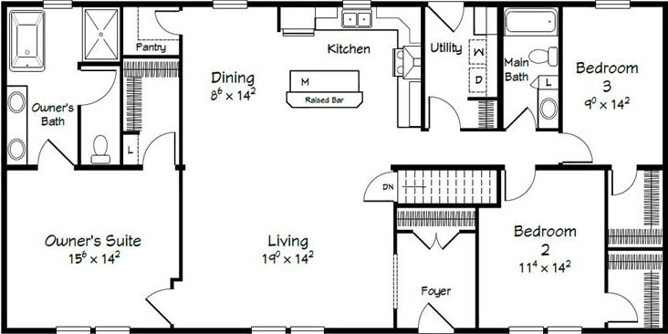 Evolution series harding model 3280b floor plan home features