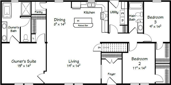 Evolution series harding model 3280b floor plan home features