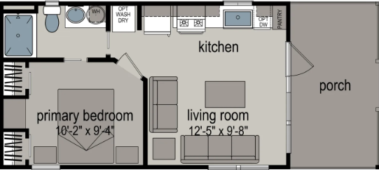 Park model aph-522 floor plan home features