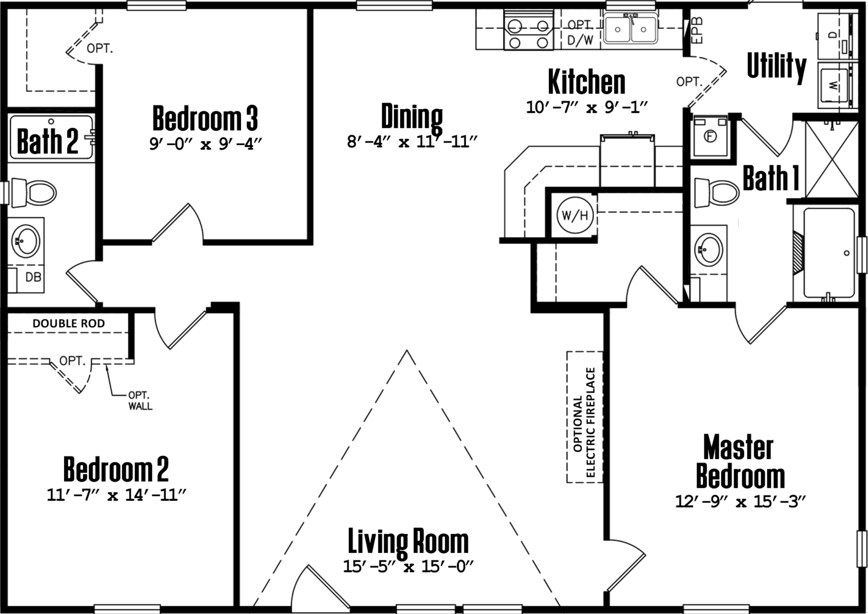 Doublewide h-32×48-32a floor plan home features