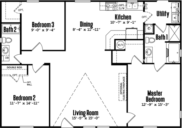 Doublewide h-32×48-32a floor plan home features