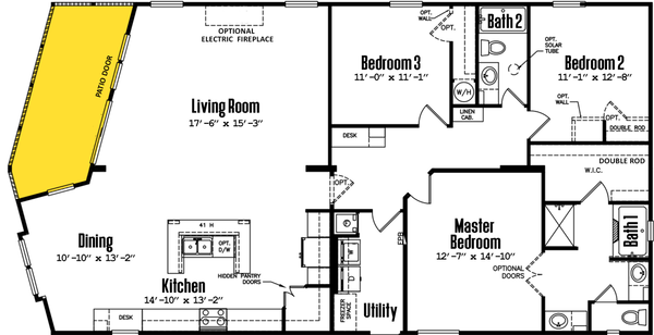 Doublewide 32×64-32bp floor plan home features