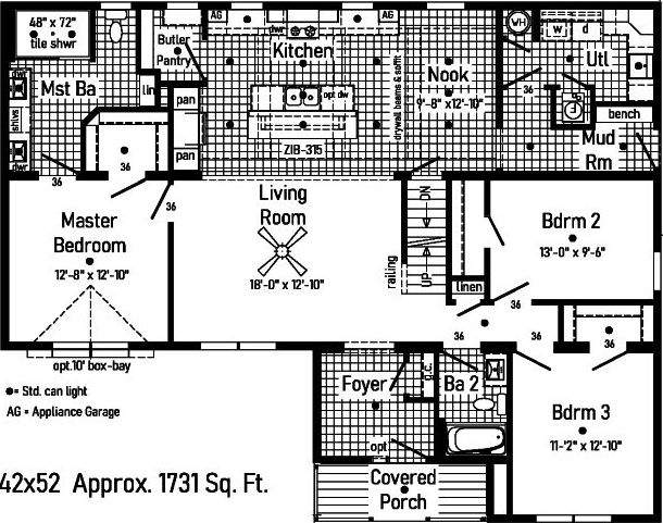 Magnifique ranch 3p2601r floor plan home features
