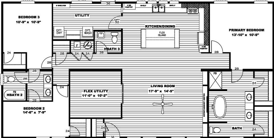 Farmhouse flex floor plan home features