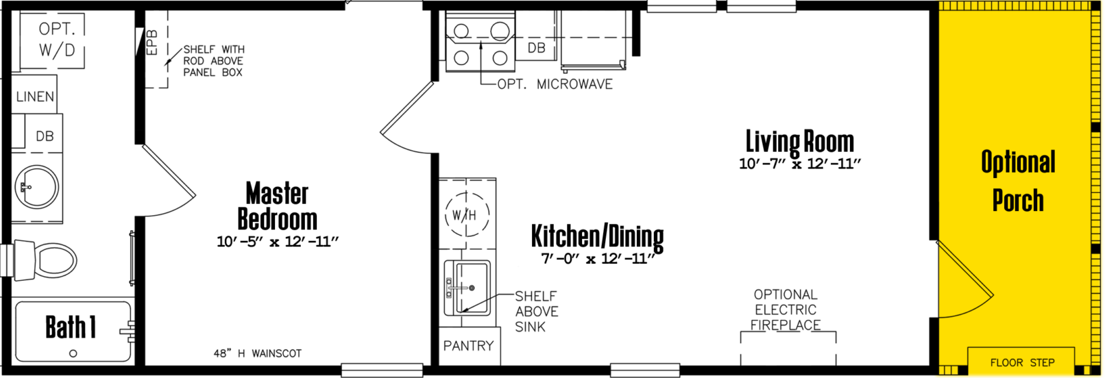 Park models s-14×38-11fla floor plan home features