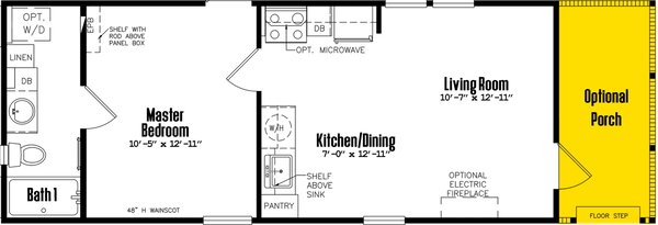 Park models s-14×38-11fla floor plan home features