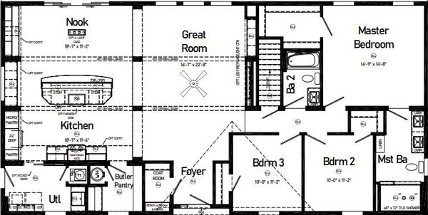Ultra ranch 2p2409-x floor plan home features