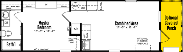 Tiny home 12×36-11fla floor plan home features