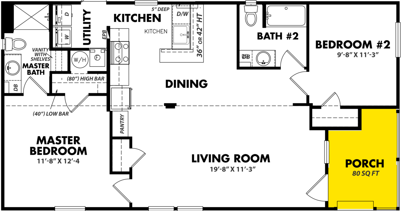 Doublewide 24×48-22flp floor plan home features