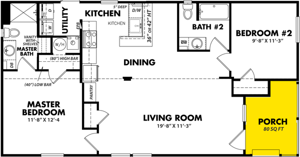 Doublewide 24×48-22flp floor plan home features