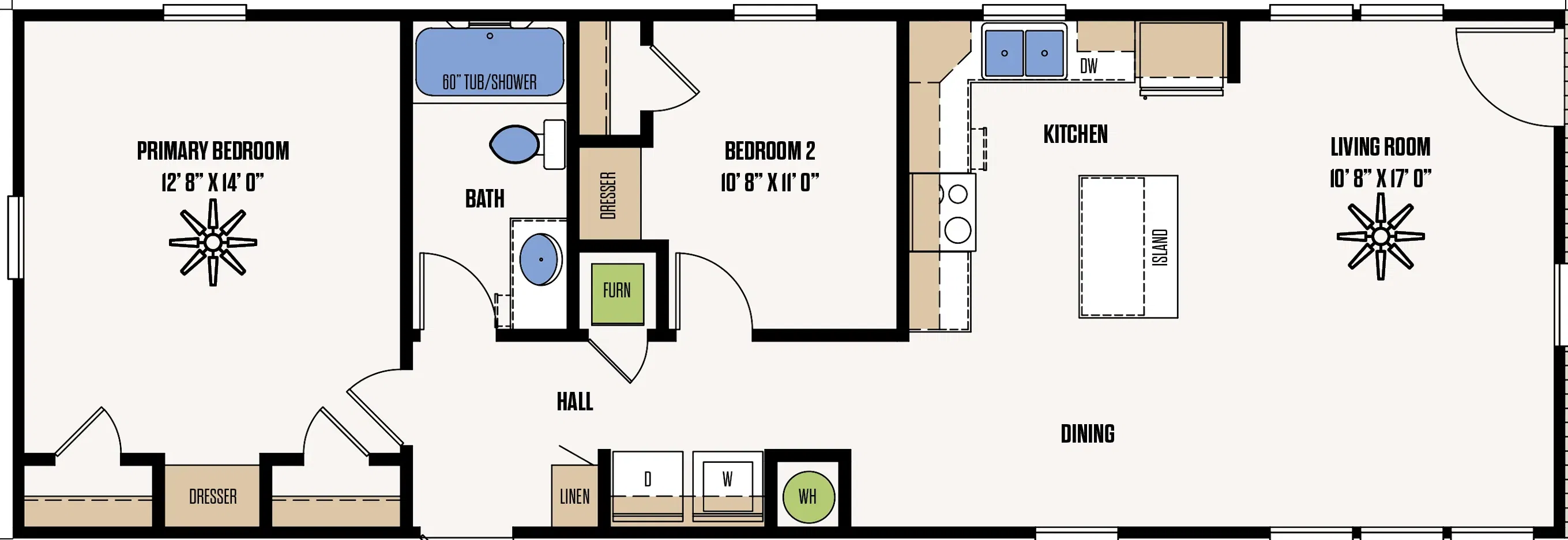 The ranger floor plan home features