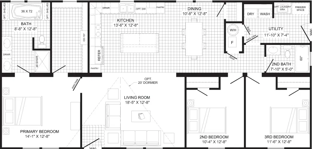 The jefferson floor plan home features