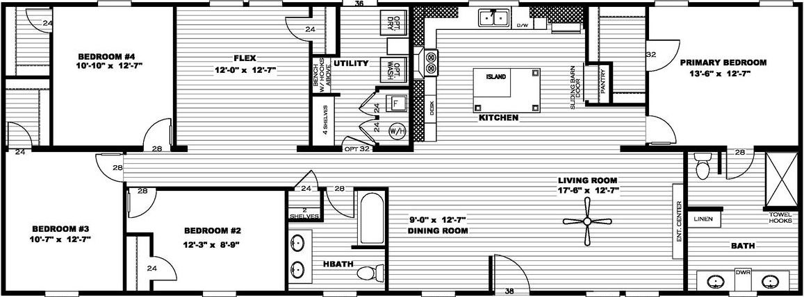 Breeze farmhouse 72 floor plan home features