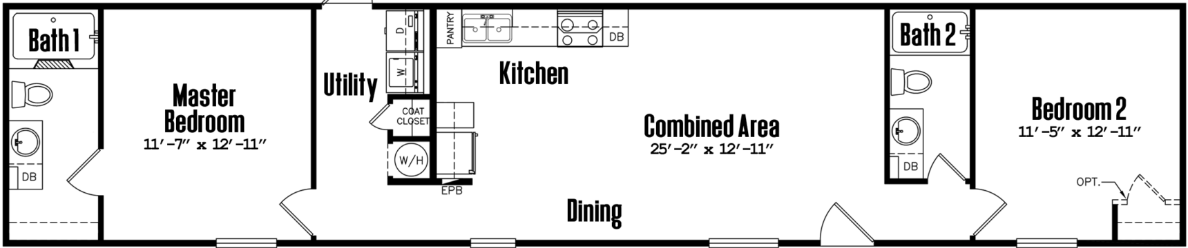 Singlewide s-14×70-22a floor plan home features