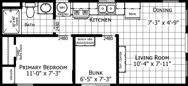 Park model aph-2301 floor plan home features