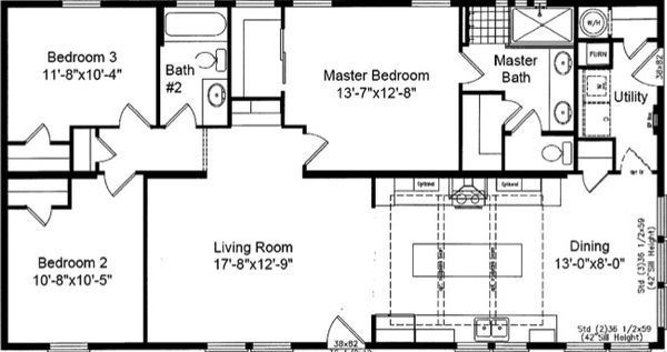 Ranch hand floor plan home features