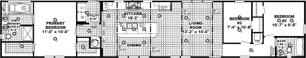 The seaside floor plan home features