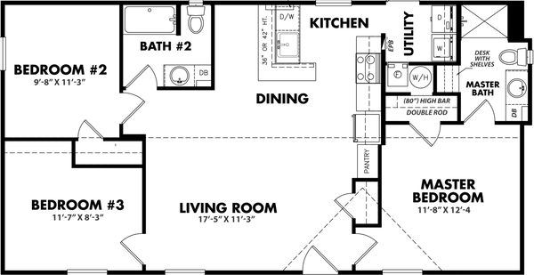 Doublewide s-24×48-32a floor plan home features