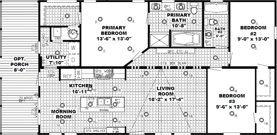 The southern farmhouse floor plan home features