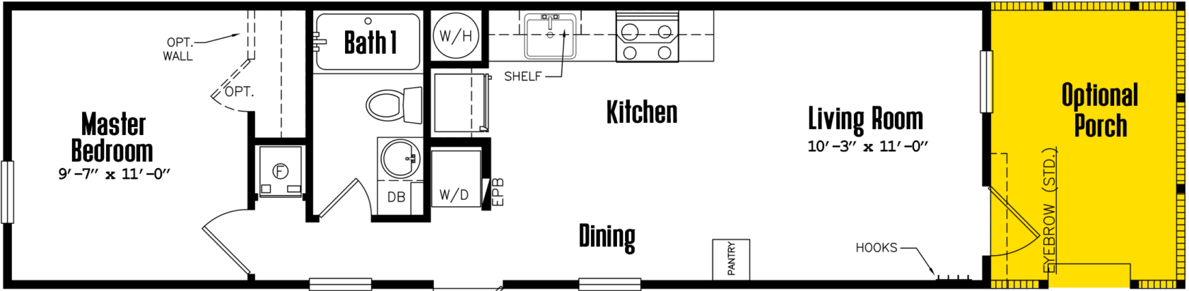 Tiny home 12×44-11a floor plan home features