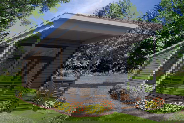 Park model aph-522 hero, elevation, and exterior home features