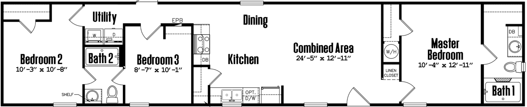 Park models s-14×72-32sa floor plan home features