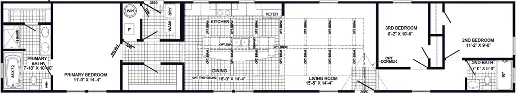 The dewey floor plan home features