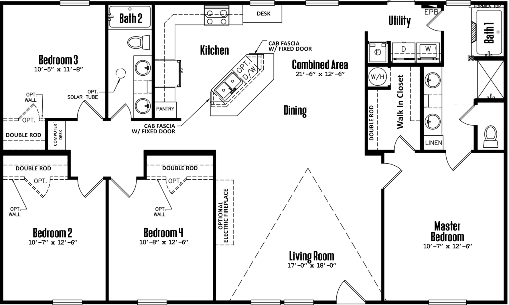 Doublewide 32×56-42a floor plan home features