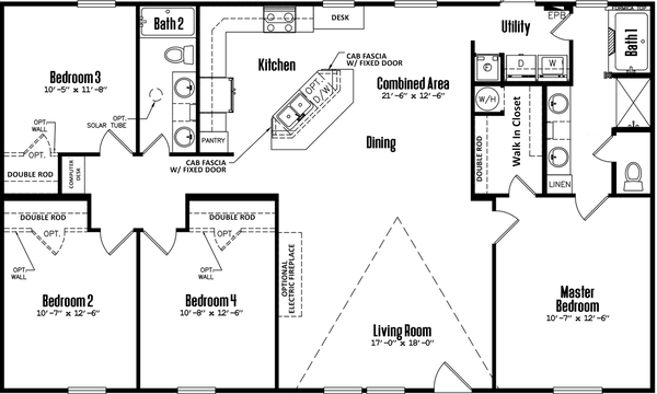 Doublewide 32×56-42a floor plan home features