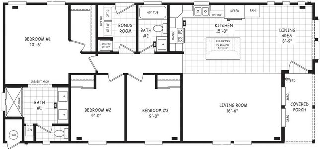 Pinnacle 24523a floor plan home features