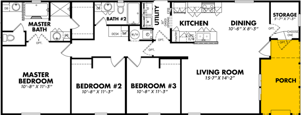 Doublewide 24×64-32flp floor plan home features