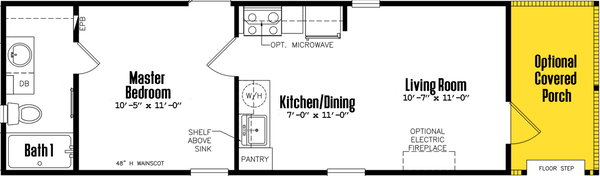 Tiny home 12×38-11fla floor plan home features