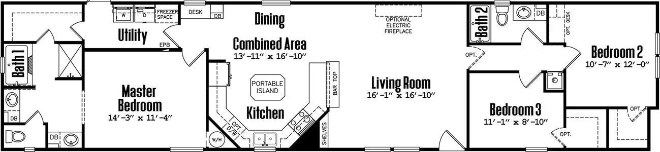 Ultra 18-wide h-18×80-32e floor plan home features