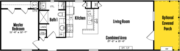 Singlewide 16×52-11fla floor plan home features