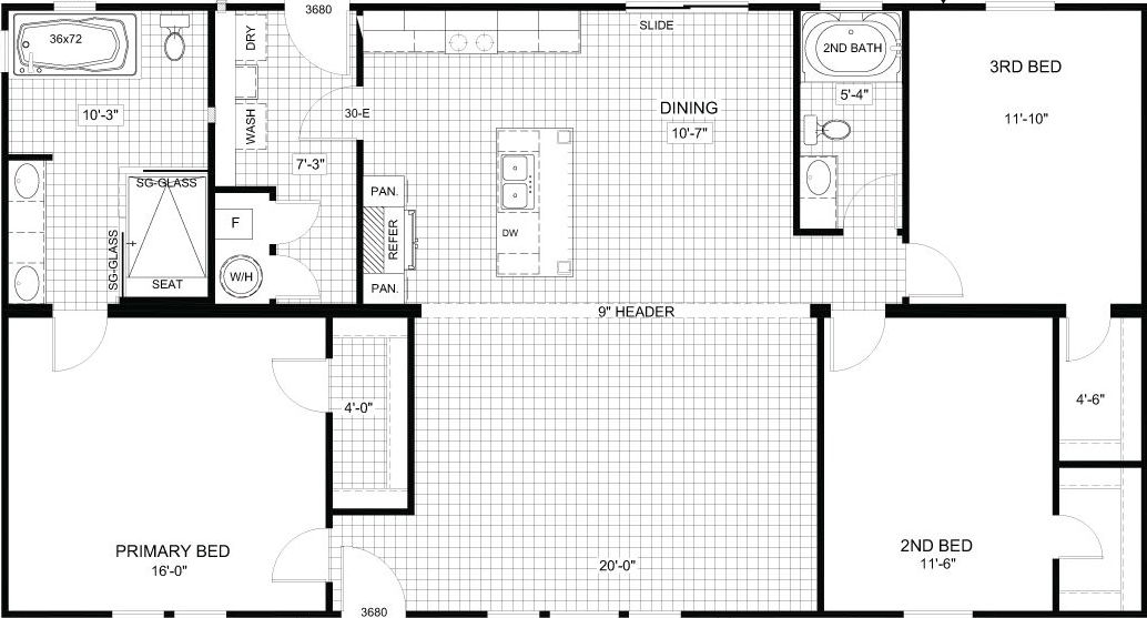 The parker floor plan home features