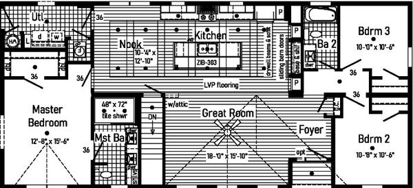 Le fantastique ranch 2p2604-r floor plan home features
