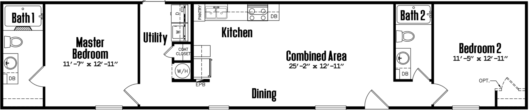 Park models s-14×70-22a floor plan home features