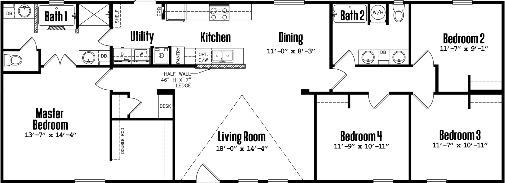 Doublewide 24×68-42a floor plan home features