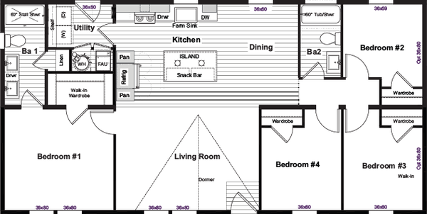 Train floor plan home features